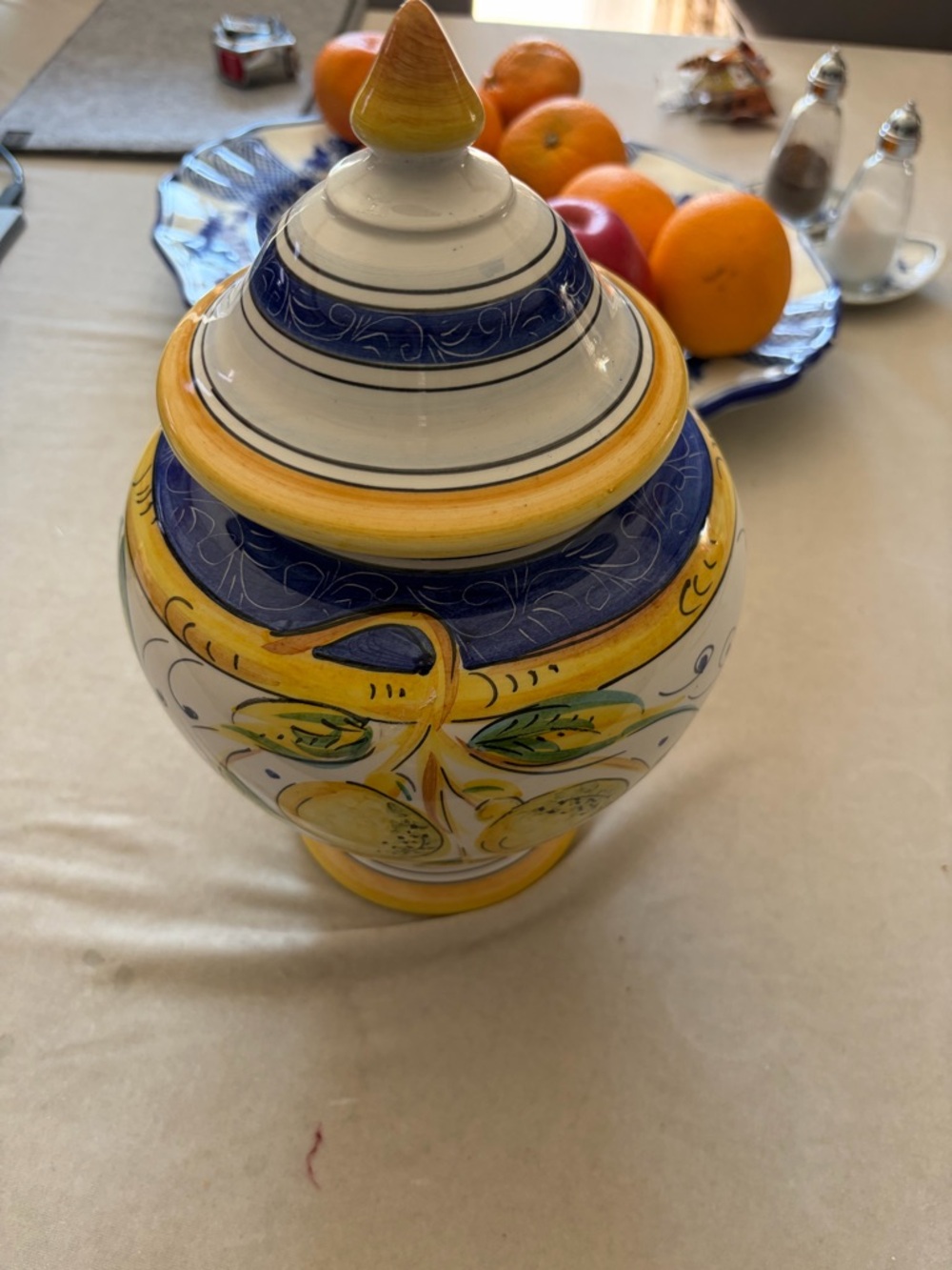 Di Deruta Italy Hand-Painted Ceramic Base - White